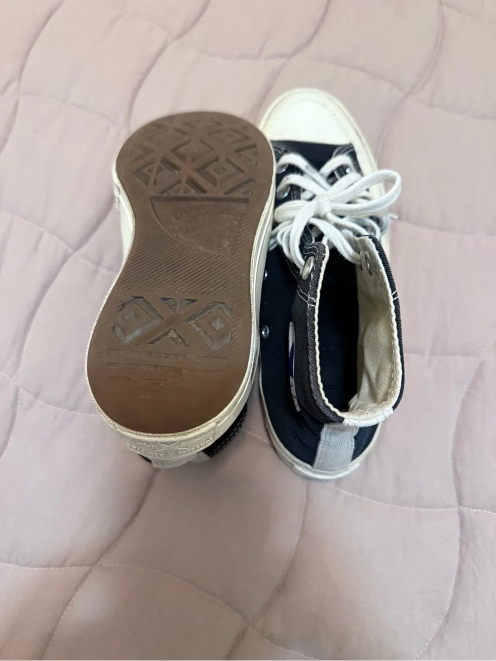 Comme des Garcons x Converse Beige Canvas Sneaker with Red Heart Logo